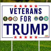 Veterans for Trump 24x18 Double Sided Yard Sign w/stake, Keep America Great, 2020 Republican President,